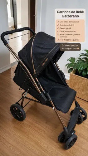 Carrinho de Bebê Galzerano Preto - Bom Estado - R$ 500
