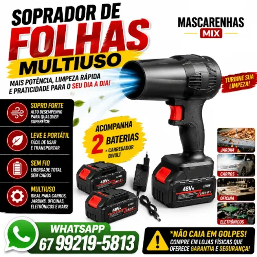 Soprador de Folhas Portátil com 2 Baterias Cod: 0143