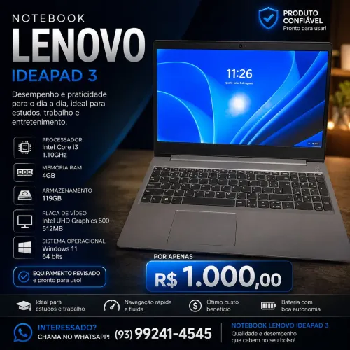 Vendo notebook Lenovo i3core idealpad