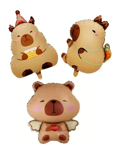Kit 3 balões metalizados capivara