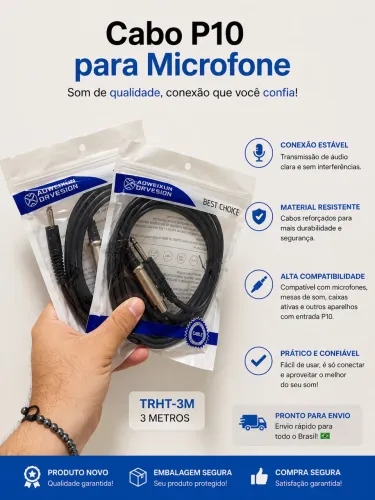 CABO P10 P/ MICROFONE TRHT-3M 