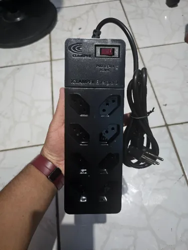 Filtro De Linha DPS iCLAMPER Energia 8 Tomadas Preto Na Caixa