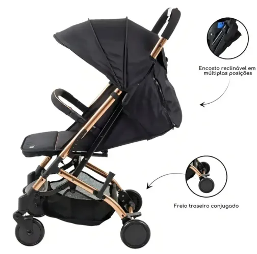 Carrinho de Bebê Zap Dobrável e Bebê Conforto - Burigotto, Metal Cobre