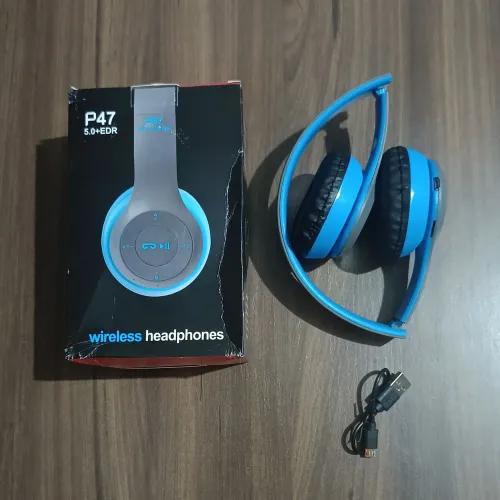 ? || Fone de Ouvido Bluetooth P47 5.0+EDR Azul