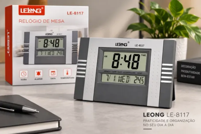 Relógio Digital de Mesa/Parede Lelong LE-8117