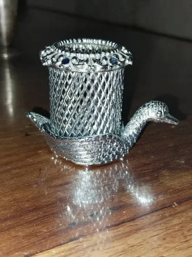 Paliteiro cisne prata vintage 5cm