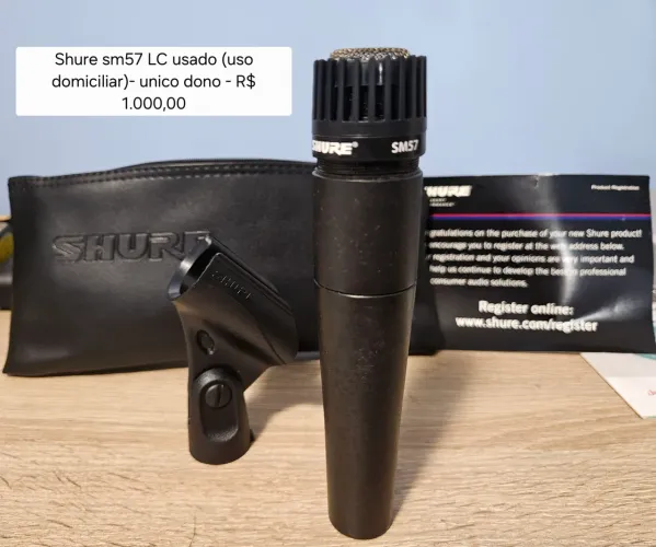 Microfone Shure Sm 57-LC usado em perfeito estado (uso apenas domiciliar)