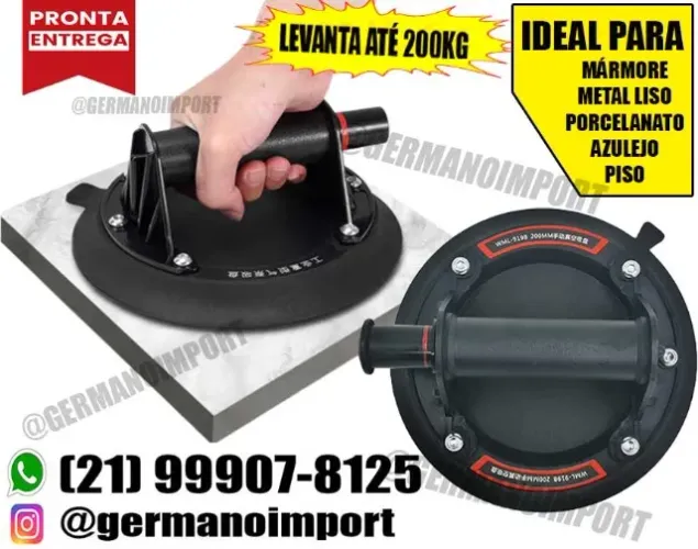 Ventosa Profissional de Sucção a Vácuo 200kg - Vidro, Mármore, Porcelanato ? Metal