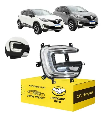 Farol Auxiliar Renault Captur 2017 18 19 20 2021 C/milha L.d Cristal