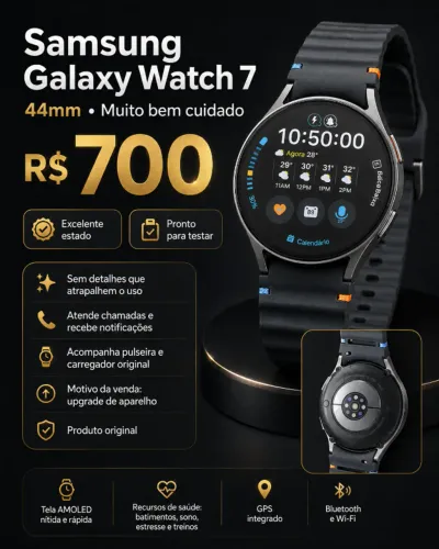 Samsung watch 7, 44mm com nota fiscal