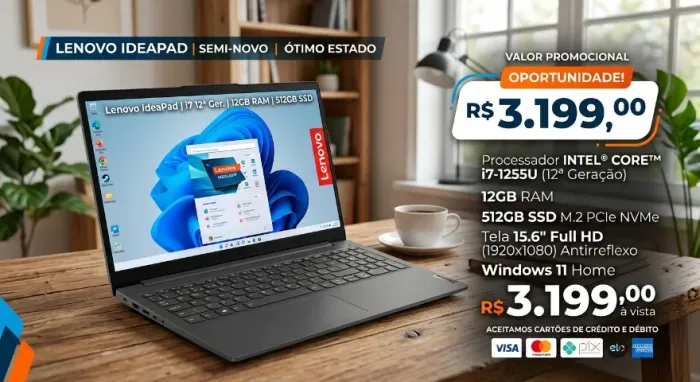 Notebook lenovo ideapad 1i - i7 de 12th - 12GB - 512SSD