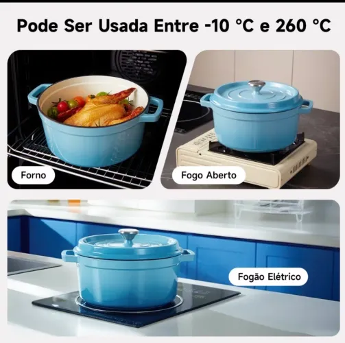 Mollycook Panela Caçarola De Ferro Fundido Esmaltado Panela Esmaltado de Ferro