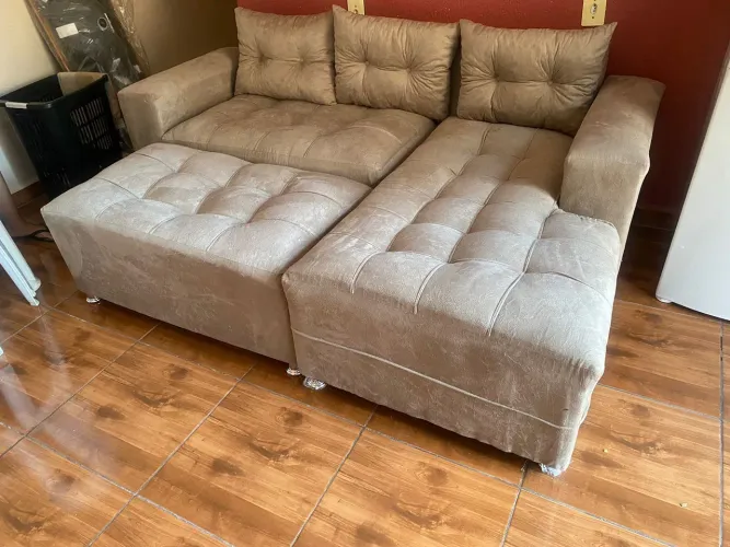 Oferta sofá chaise com Puff grande