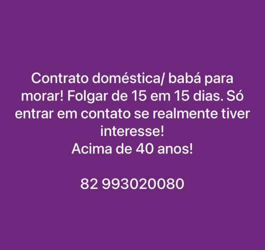 Vaga de doméstica/ babá