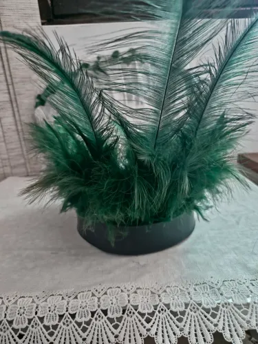 Arranjo Decorativo com Plumas Verde - Peça Diferenciada