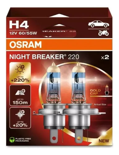 Par De Lâmpada Halógena Osram Night Breaker H4 60/55w 12v