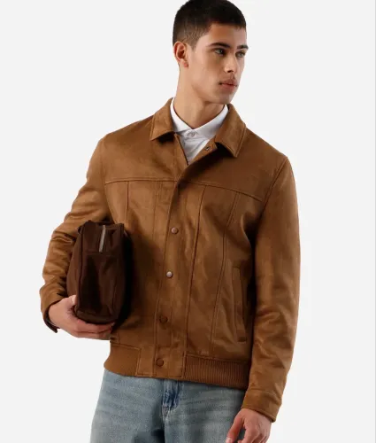 Jaqueta Bomber suede marrom P