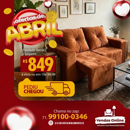 Sofá retratil 2 lugares 1.50 largura frete grátis entrego hoje R$ 849,99 a vista