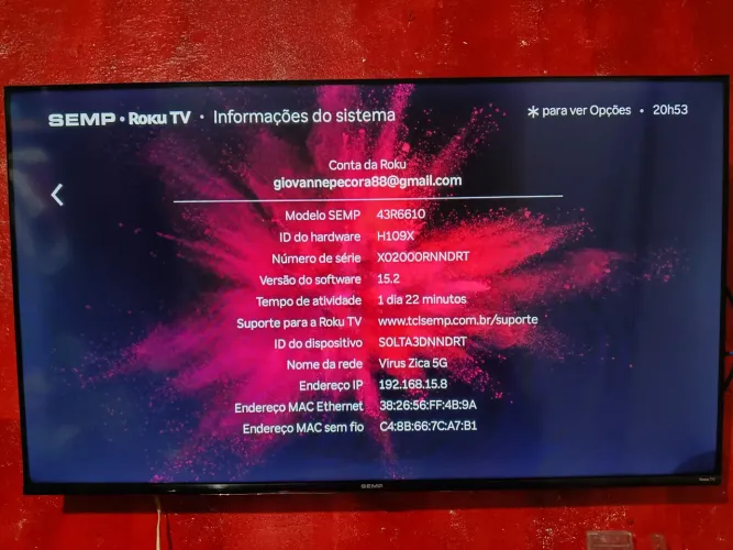 Televisão Marca Semp Rokus 43Polegas