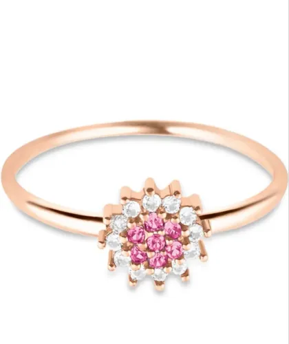 Anel Margie em Ouro Rosé 18k com Safiras Rosa e Topázios Incolores
