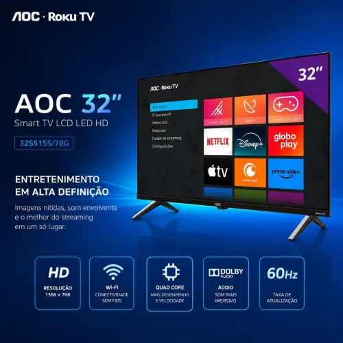 Smart tv 32 AOC Roku tv