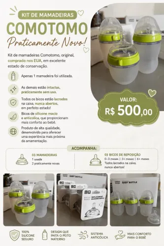 Mamadeira Anticólica Comotomo, praticamente nova.