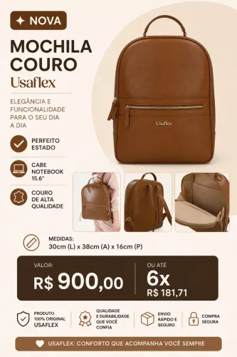 Mochila de couro Caramelo