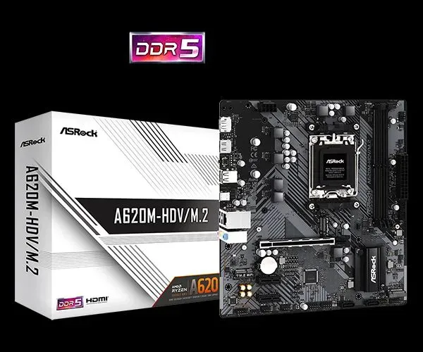 Placa Mãe ASRock A620M-HDV/M.2, Chipset A620, AMD AM5, M-ATX, DDR5, 90-MXBLL0-A0UAYZ