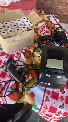 Kit empressora cupom fiscal e leito de barra um caixa de bobina