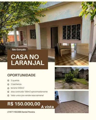 CASA A VENDA NO LARANJAL POR 150.000,00