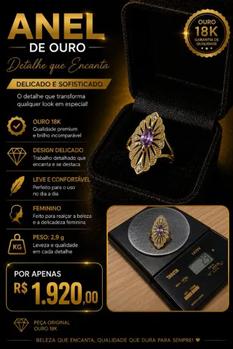 Anel em ouro feminino, ouro 18k!