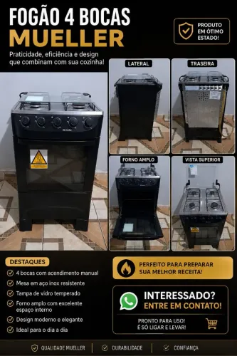 Fogão seminovo, tudo funcionando perfeitamente !