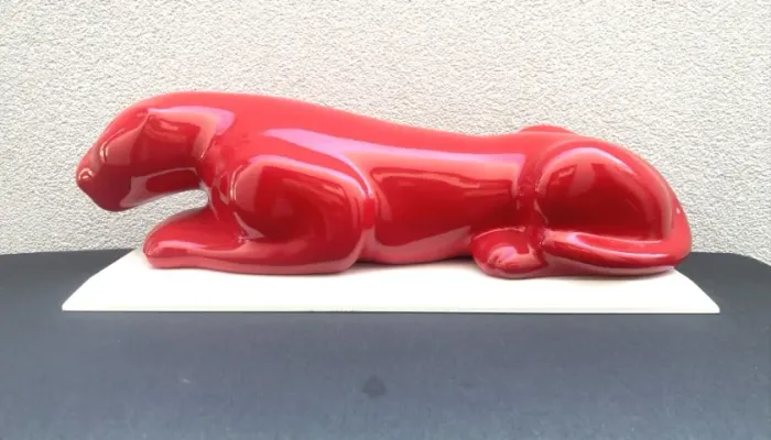Tigre Em Porcelana Decoração De Mesa / Com 42 Cm Comprimento