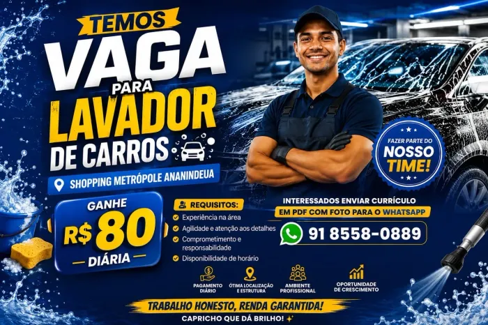 Procura se lavador para o shopping metrópole