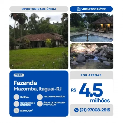 #VENDO Fazenda em Mazomba, Itaguaí-RJ.