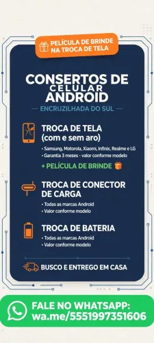 Conserto Celular Android Troca Tela Busco em Casa Encruzilhada