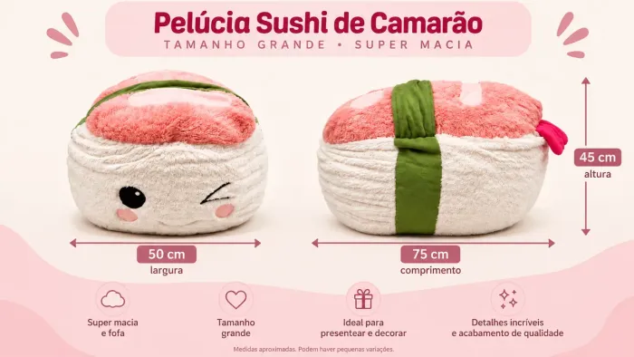 Pelúcia de sushi gigante fofinha