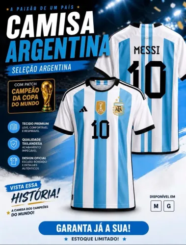Camiseta Argentina 2022 Campeã do Mundo ? | Patch FIFA | Edição Histórica | Aproveite a