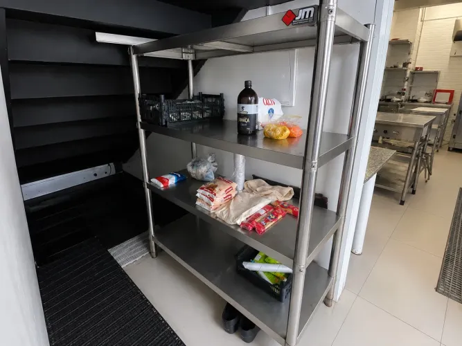 ESTANTE INDUSTRIAL EM AÇO INOX C/ 4 PRATELEIRAS