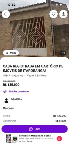 Vende casa em itaporanga