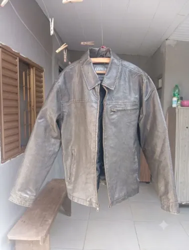 Jaqueta de Couro Sintético Impermeável e Resistente para Motociclista - Tamanho G