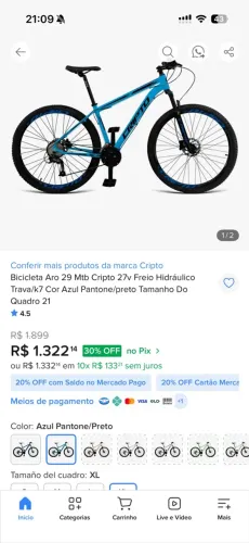 Bicicleta aro 29 Cripto bikes azul Nova na caixa fechada