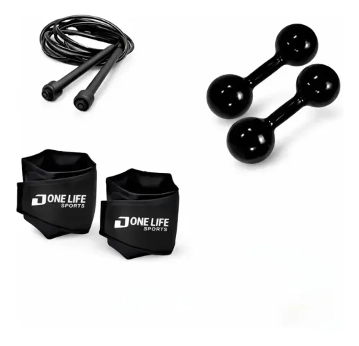 Kit Ginástica Halter + Caneleira + Corda