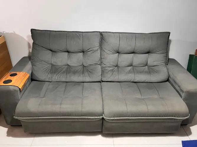 SOFA CINZA  2/3 LUGARES RETRÁTIL E RECLINAVEL  2,30 DE LARGURA 