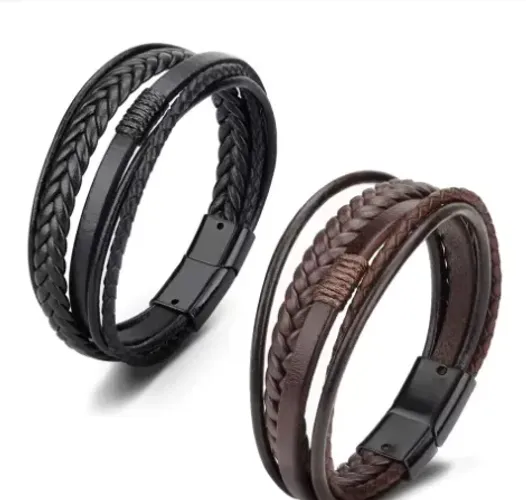  Pulseira Multi-camada Corda com Fivela Pulseiras Cordas