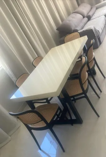 Mesa pedra de ardósia laqueadas