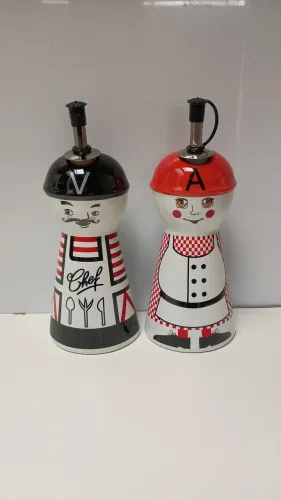 Par de galheteiros em porcelana divertidos 100 ml