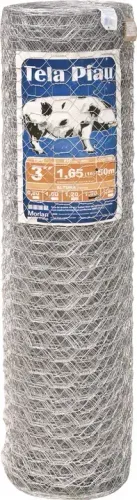 Tela metálica hexagonal, malha 3", 16 BWG x 1,5 m, com 50 m, mangueirão, MORLAN