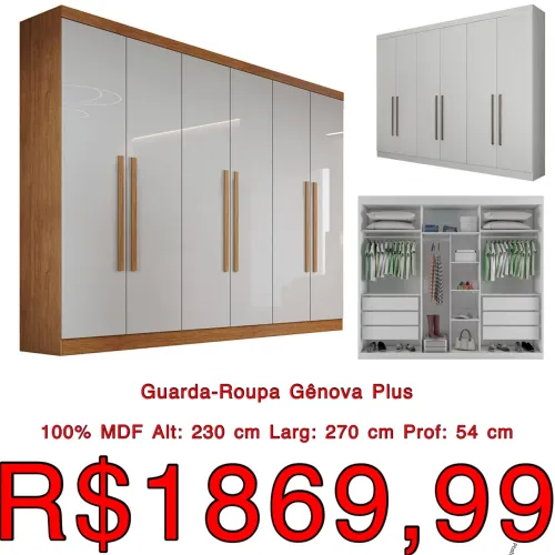 Guarda Roupa Casal Gênova Plus 6 Portas