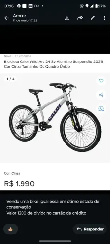Bicicleta Caloi aro 24 8 V Alumínio suspensão,ano 2025